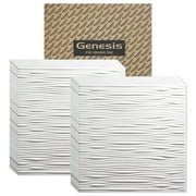 Genesis 2ft x 2ft White Drifts Ceiling Tiles - Easy Drop-in Installation - Waterproof, Washable and Fire-Rated - High-Grade PVC to Prevent Breakage - Package of 12 Tiles