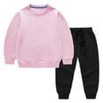 thumbnail image 4 of AHTJRT Tracksuit Set for Kids Long Sleeve Hoodie Sweatshirt Tapered Pants Set Two Pieces Fall Spring Running Hiking Outfits Pink#01 3-4 Years, 4 of 9