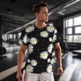 thumbnail image 3 of Wukai Daisies Flowers Print Men's Short-Sleeved Mesh T-Shirt,Quick-Dry Short Sleeve Workout T-Shirt-, 3 of 8
