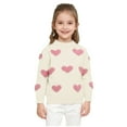 thumbnail image 2 of hengsof Children's Pearl Heart Print Sweater, Fluffy Pink Soft Knit Pullover, Cute Sweet Casual Top, 2 of 6