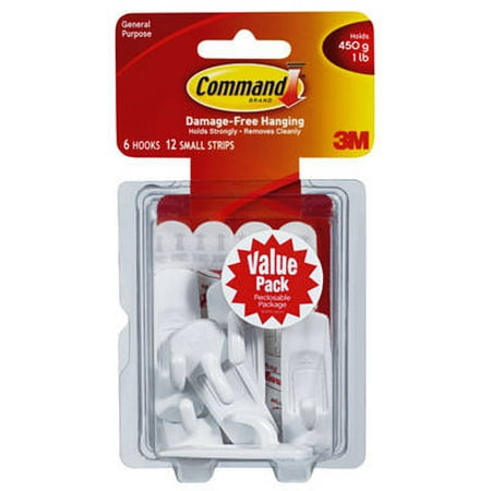 

3m Command Small Hook Value Pack Includes 6 Hooks & 12 Strips