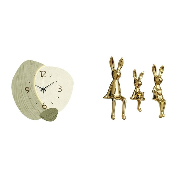 Reloj de pared,Reloj de pared silencioso,reloj de pared nórdico,decoración para el hogar,Escultura de figura,Estatua sentada,figura,escultura,adorno,Estatuas de conejos en miniatura para