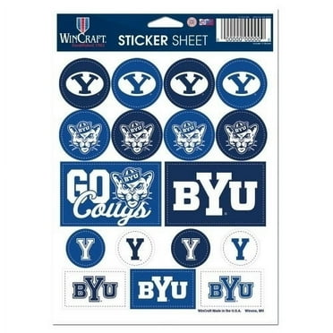 WinCraft BYU Cougars Vinyl Sticker Sheet 17 Decals 5x7 Inches Free Ship