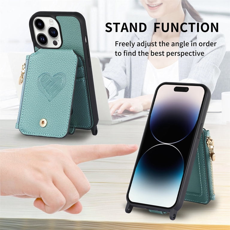 Feishell Crossbody Phone Case for Apple iPhone 15 Pro,Heart