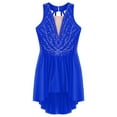 thumbnail image 3 of Sholeno Kids Girls Shiny Rhinestone Sleeveless Ballet Lyrical Skating Dance Leotard Dress Irregular Royal Blue 6, 3 of 5