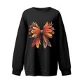 thumbnail image 4 of Fiaer Thanksgiving Sweatshirts for Women Leaf Graphic Long Sleeve Pullovers Crew Neck Baggy Fashion Plus Size Tops Black XL, 4 of 4