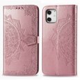 thumbnail image 2 of Dteck For Apple iPhone 12 Mini 5.4" [Flower Embossed] PU Leather Wallet Flip Folio Protective Case Cover with Card Holder and Stand, Rosegold, 2 of 6