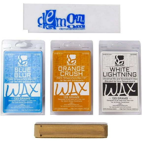 DEMON UNITED Ski and Snowboard Vital Wax Kit- Includes Scraper & Cork w/Felt