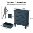 thumbnail image 7 of HLR Blue Modern 3-Drawer Nightstand with Storage, Already Assembled Wood Bedside Table End Table for Bedroom, Hallway, 7 of 7