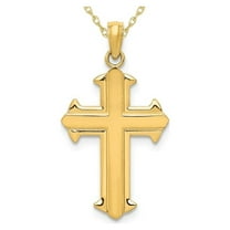 Gem & Harmony 14K Yellow Gold Cross Pendant Necklace with Chain for Men