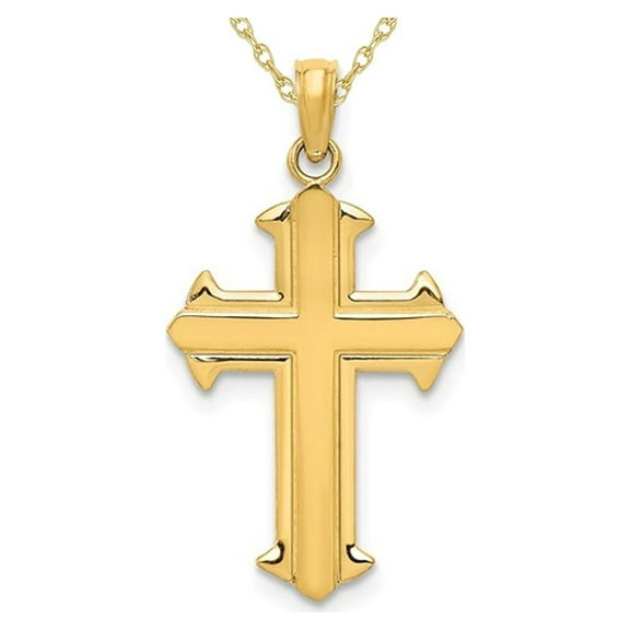 Gem & Harmony 14K Yellow Gold Cross Pendant Necklace with Chain for Men