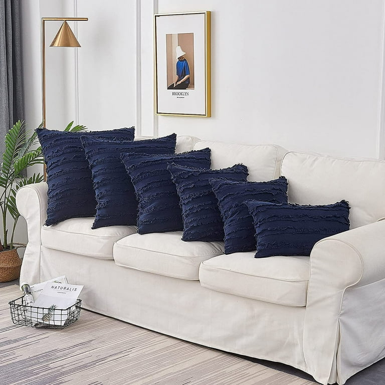 IMMEKEY Pcs Navy Throw Pillow Covers for Couch Sofa Bed, Cotton