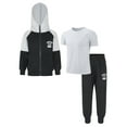 thumbnail image 3 of TiaoBug 3 Piece Kids Boys Tracksuit Long Sleeve Full-Zip Hoodie Jackets Sweatpants T-shirt Set White&Black 11-12, 3 of 4