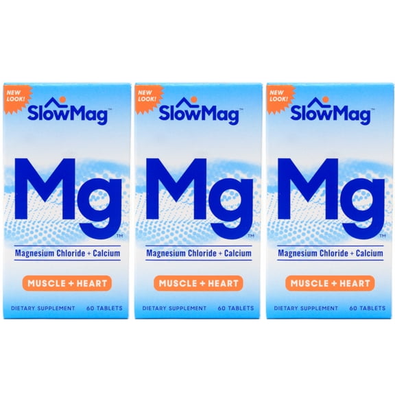 3 Pack Slow Mag Magnesium Chloride and Calcium, 60 Tablets Each