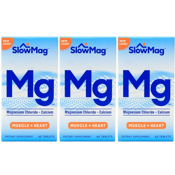 3 Pack Slow Mag Magnesium Chloride and Calcium, 60 Tablets Each