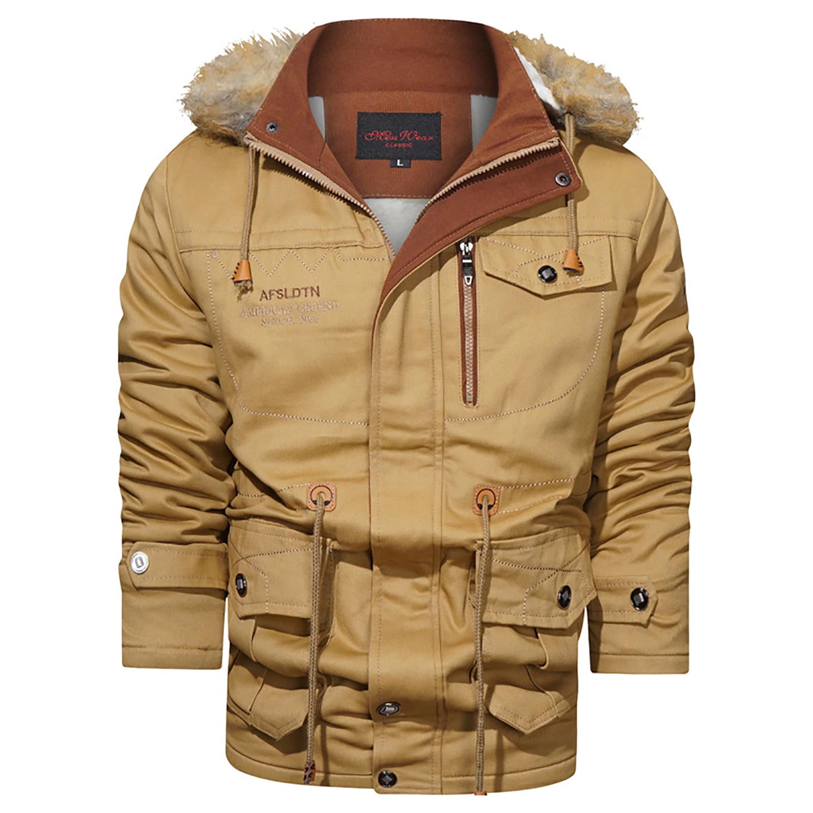loopsun Summer Savings Clothing 2023 for Mens Winter Coats,Men's  Fall/Winter Fashion Fleece Denim Jacket Stretch Washed Denim Top Jacket