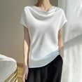 thumbnail image 2 of Cowl Neck Cap Sleeve Tops for Women Fashion Satin Pullover Short Sleeve Shirt Summer Business Tops, 2 of 4