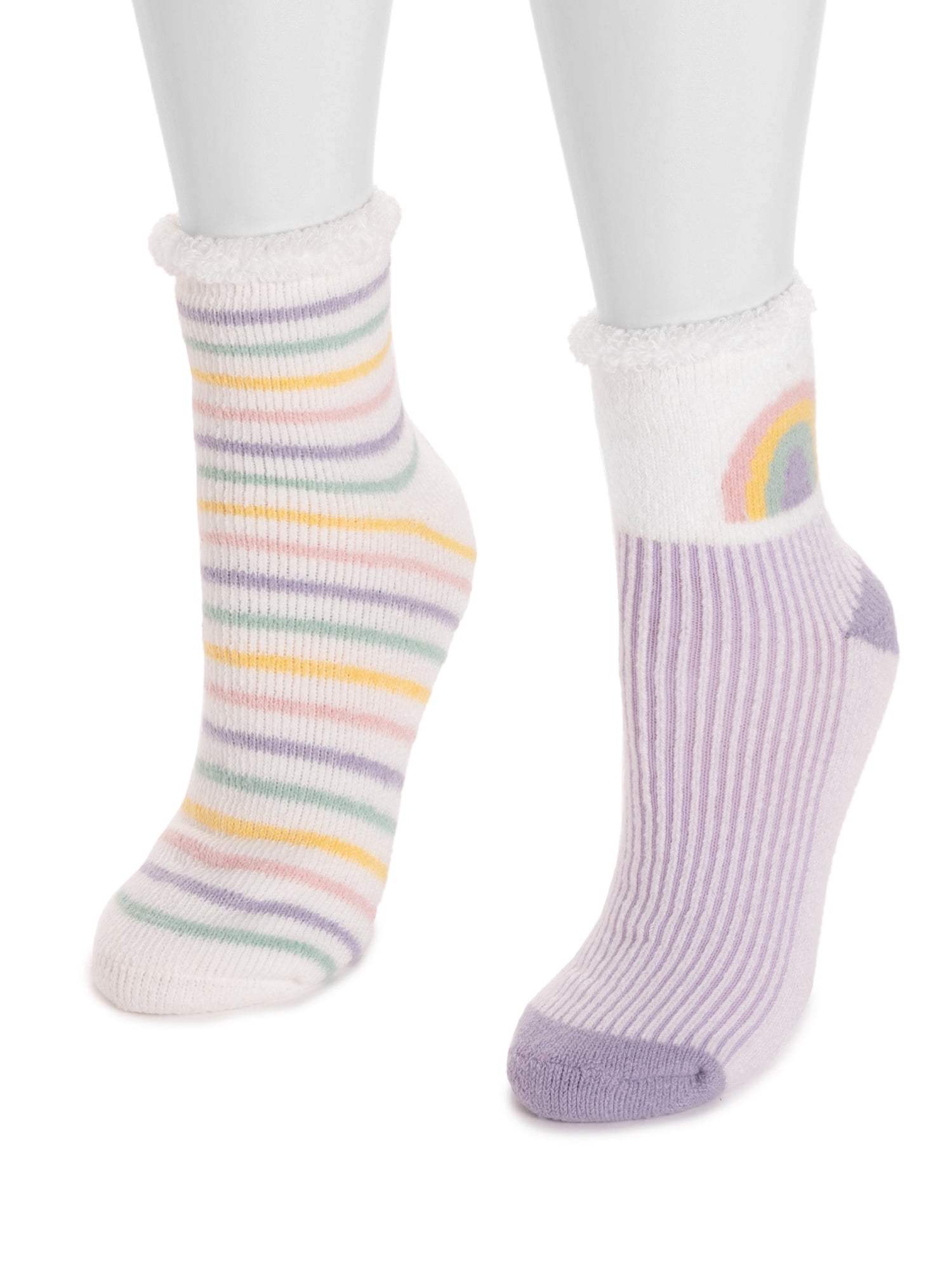 MUK LUKS Women's Crew Lounge Socks, 2-Pack, OSFM