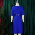 thumbnail image 5 of AURA Plus Size A Line Midi Dress Solid Color Round Neck Three Quarter Sleeve With Belt S XXXL, 5 of 7