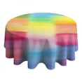 thumbnail image 4 of Colorful Watercolor Stripe Pattern Round Tablecloth 60"x60",Wrinkle Wipeable Table Cloth for Kitchen Dining Room Picnic Patio Party, 4 of 6