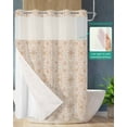 thumbnail image 2 of No Hook Shower Curtain with Snap in Liner, Boho Retro Tribal Persian Style Flowers Hotel Shower Curtains for Bathroom, Washable Shower Curtain Liner Set with Mesh Top Window, 66"x72", 2 of 6