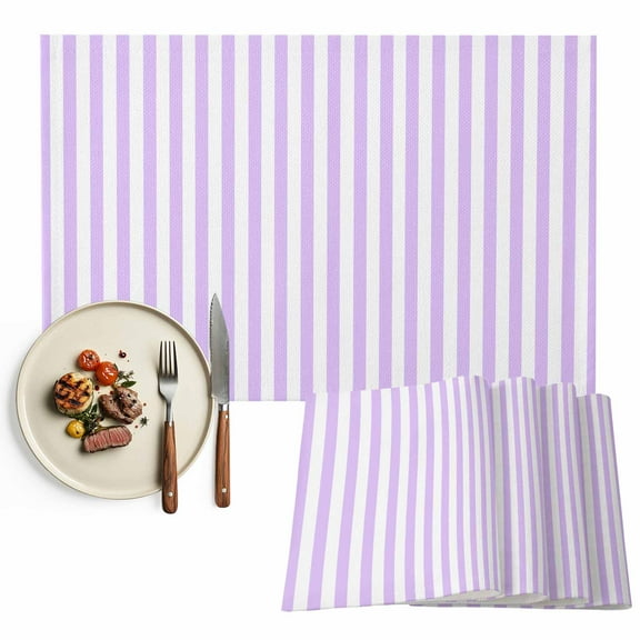 Placemats Set of 4, Purple Stripes Place Mats Classic Vertical Striped Tablemats Washable Placemat Table Decoration for Kitchen Table Dinner Party Home Decor Indoor Outdoor 13x19 Inch
