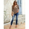 thumbnail image 4 of Women's Casual Long Sleeve T-Shirt V Neck Color Block Loose Fit Tunic Top, 4 of 6