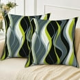 thumbnail image 4 of Black and Green White Pillow Cover 16x16 Set of 2,Modern Geometric Lines Cushion Cases for Couch Sofa Bed Home Decor, 4 of 6