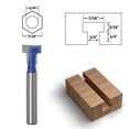thumbnail image 4 of HUGFEGWE 1/4 Inch Shank T Slot Keyhole Router Bit Set, T-Slot Cutter Router Bits Steel Handle Slotted Cutter 5/8'' & 7/16'' Hex Bolts Woodworking Grooving Cutting Tool CJB91-14049, 4 of 7