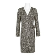 Adrianna Papell Surplice Neck Long Sleeve Tie Side Multi Print Rayon Jersey Faux Wrap Dress-BLACK ECRU