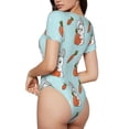 thumbnail image 3 of The Xecao Rabbit Is Eating Carrots Women's Crew Neck Body Suit, a short-sleeved bodysuit and basic swimsuit, both comfort and style for dating and daily life, 3 of 9