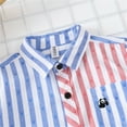 thumbnail image 3 of zbxnLI Little Boys Button down Shirts Striped Dress Shirt Long Sleeve Collared Tops for Toddler Boys, 3 of 6