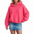 thumbnail image 4 of Xudanell Pullover Sweatshirts for Women Pullover Lightweight Sweatshirts Oversized Hoodies Long Sweatshirt Hot Pink S, 4 of 9