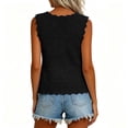 thumbnail image 6 of Gsakboxl Summer Tops for Women 2026 Hollow Out Crochet Wave Trim Sleeveless Knit Tank Top Loose Fit Breathable Summer Resort Beach Vacation Outfit Camisole Vest Black L, 6 of 7