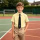 thumbnail image 5 of Odeerbi Camisa de Vestido Para Niños Con Corbata de Manga Corta Con Impresión de Carta Camisas de Uniforme Escolar, 5 of 8