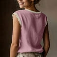 thumbnail image 5 of Diufon Cotton Linen Tops for Women Summer Lace Trim Cap Sleeve Tank Shirts Dressy Casual Beach Vacation Blouses, 5 of 8