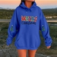 thumbnail image 2 of Telankuip Merry Christmas Hoodie for Women Cute Christmas Tree Drop Shoulder Hooded Sweatshirts Funny Xmas Holiday Party Loose Long Sleeve Drawstring Pullover Tops Blue M, 2 of 4