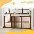 thumbnail image 3 of Barara King Freestanding Length Adjustable Wooden Pet Gate with Lockable Door 3 Panels, Brown, 3 of 7
