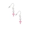 thumbnail image 3 of Delight Jewelry Silvertone Small Pink Crystal Cross Silver tone Infinity French Earrings, 3 of 4