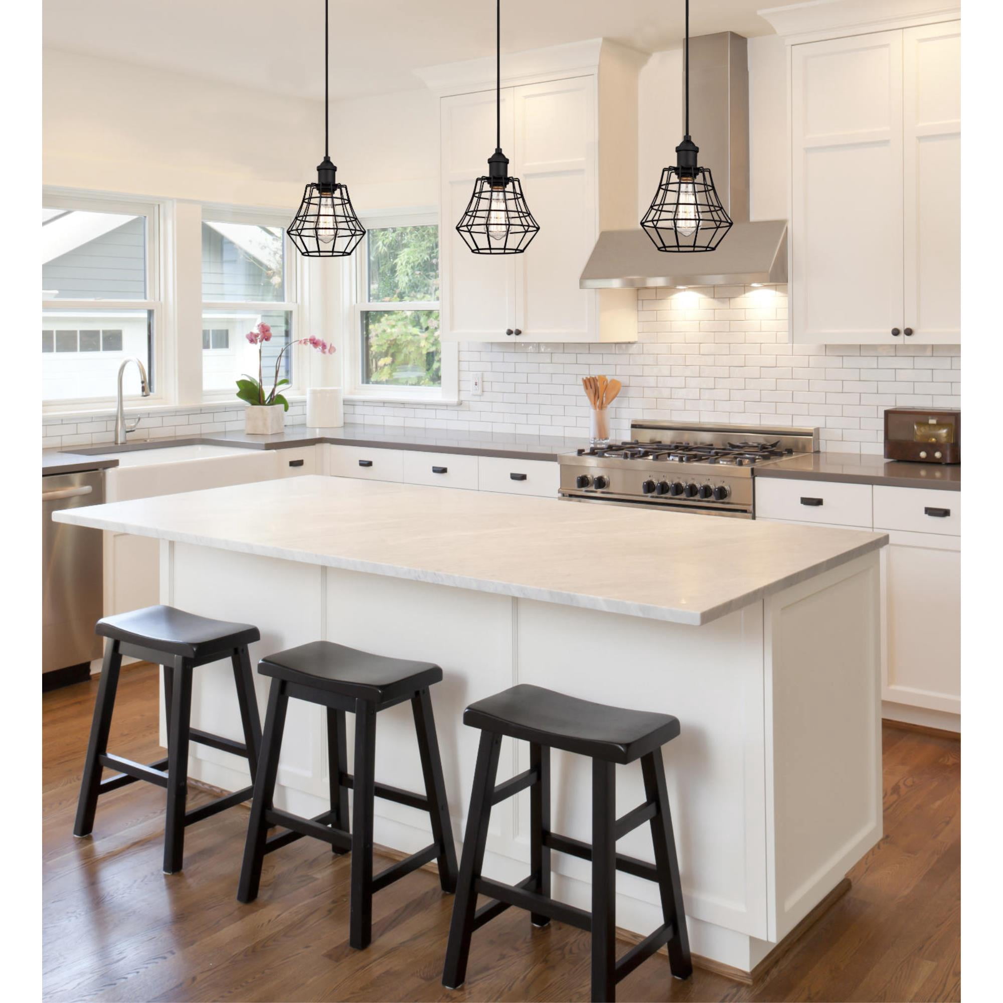 Westinghouse Lighting Nathaniel One-Light Indoor Mini Pendant, Matte Black Finish with Angled Bell Cage Shade