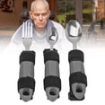 thumbnail image 1 of Adaptive Tableware, Hook and  Fastener Adaptive Utensils Textured Composite Handles 3Pcs Hygienic with Back Strap for Arthritis for Home, 1 of 8