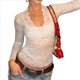 thumbnail image 1 of Top Corto Ajustado de Encaje con Escote en V Profundo y Larga para Mujer L, 1 of 10