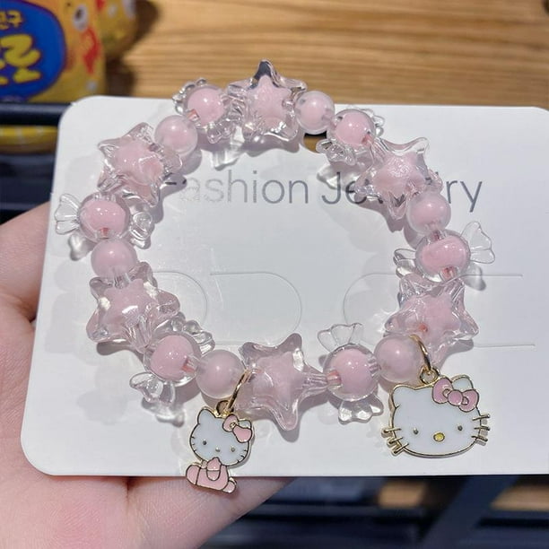 Pulsera Sanrio Y2k Hello Kitty pulsera de cristal Kuromi Cinnamoroll pulseras para niñas adornos de joyería pareja regalo para Amiga xuanjing unisex