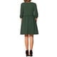 thumbnail image 3 of Vestido casual smock con mangas abullonadas y bolsillo para mujer Inspire Chic, color verde oscuro, talla M, 3 of 6