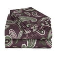thumbnail image 2 of Superior Deep Pocket Paisley Cotton Flannel Sheet Set, Twin XL, Purple, 2 of 6