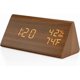 thumbnail image 3 of Wooden Alarm Clock, Wood LED Digital Desk Clock, Upgraded with Time Temperature, Adjustable Brightness and Voice Control-Brown, 3 of 4