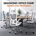 thumbnail image 2 of LUCKLIFE Ergonomic Mesh Office Chair, High Back Task Chair with Flip-up Arms, Adjustable Headrest & Lumbar Support for Home Office, White, 2 of 7