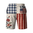thumbnail image 5 of Iaqnaocc 250 Anniversary Usa Shorts Men Big and Tall American Flag Floral Print White Shorts Men Drawstring Quick Drying Loose Fit Lightweight Beach Shorts for Men With Pockets Wine 4XL, 5 of 6