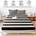 thumbnail image 5 of Twin Sze Fitted Sheet Set - Black Striped 2 Piece Bedding Sets 16" Deep Pocket Fitted Sheet with 1 Pillowcase, Farmhouse Country Minimalist Cream Stripes Brushed Microfiber Hotel Luxury Bed Sheets, 5 of 9