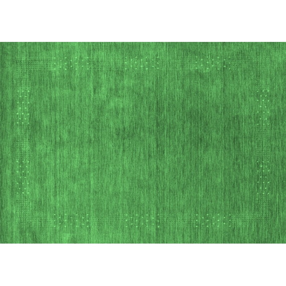 Ahgly Company Indoor Rectangle Abstract Emerald Green Contemporary Area Rugs, 7' x 9'